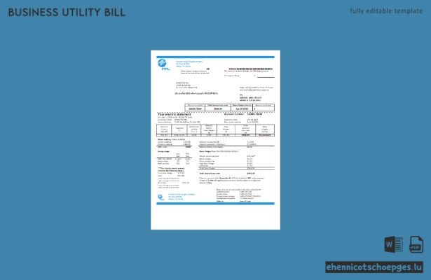 Beispielrechnung für Geschäftskunden der Florida Power and Light Company (FPL) – Stromversorger